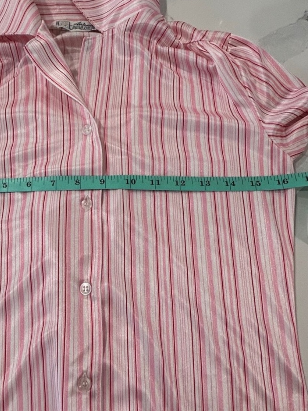 Vintage 70s Candy Cane Striped Tie Blouse Size Small - Picture 13 of 15